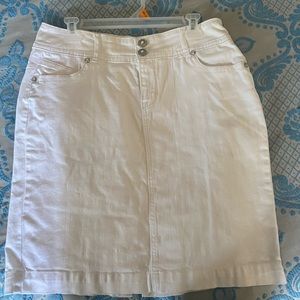 White Midi Denim Skirt